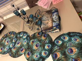 Entire kitchen peacock decor set