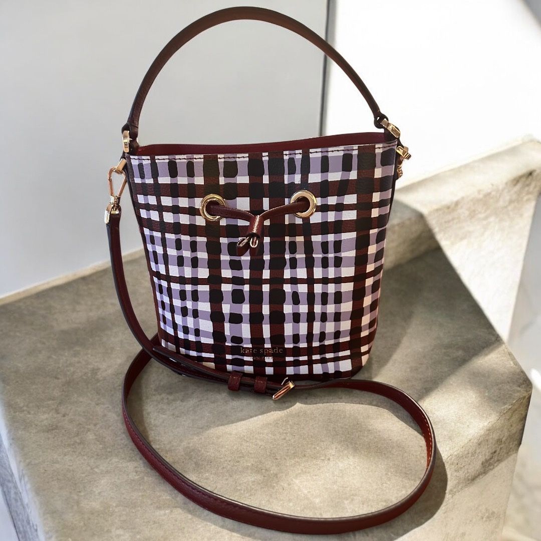 Kate Spade New York EVA CITY PLAID Small Bucket Crossbody