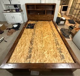 Queen bed frame with headboard and storage