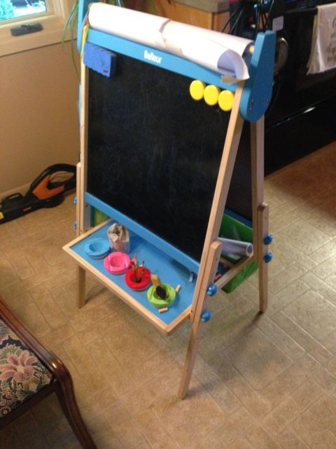 Kids Art Easel, Dry Erase, Chalk, And Paper Roll