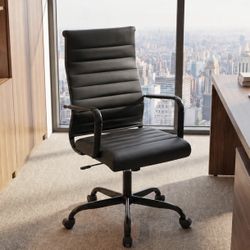 Brand New Black Executive Office Chair – Leather Swivel Desk Chair with Wheels