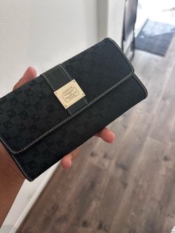 Liz Claiborne Black Monogram Trifold Wallet