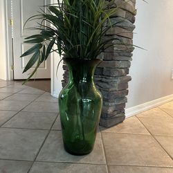 Tall Bamboo Stick Plant In Green Tall Glass Vase Home Decor Artificial Grass Plant 