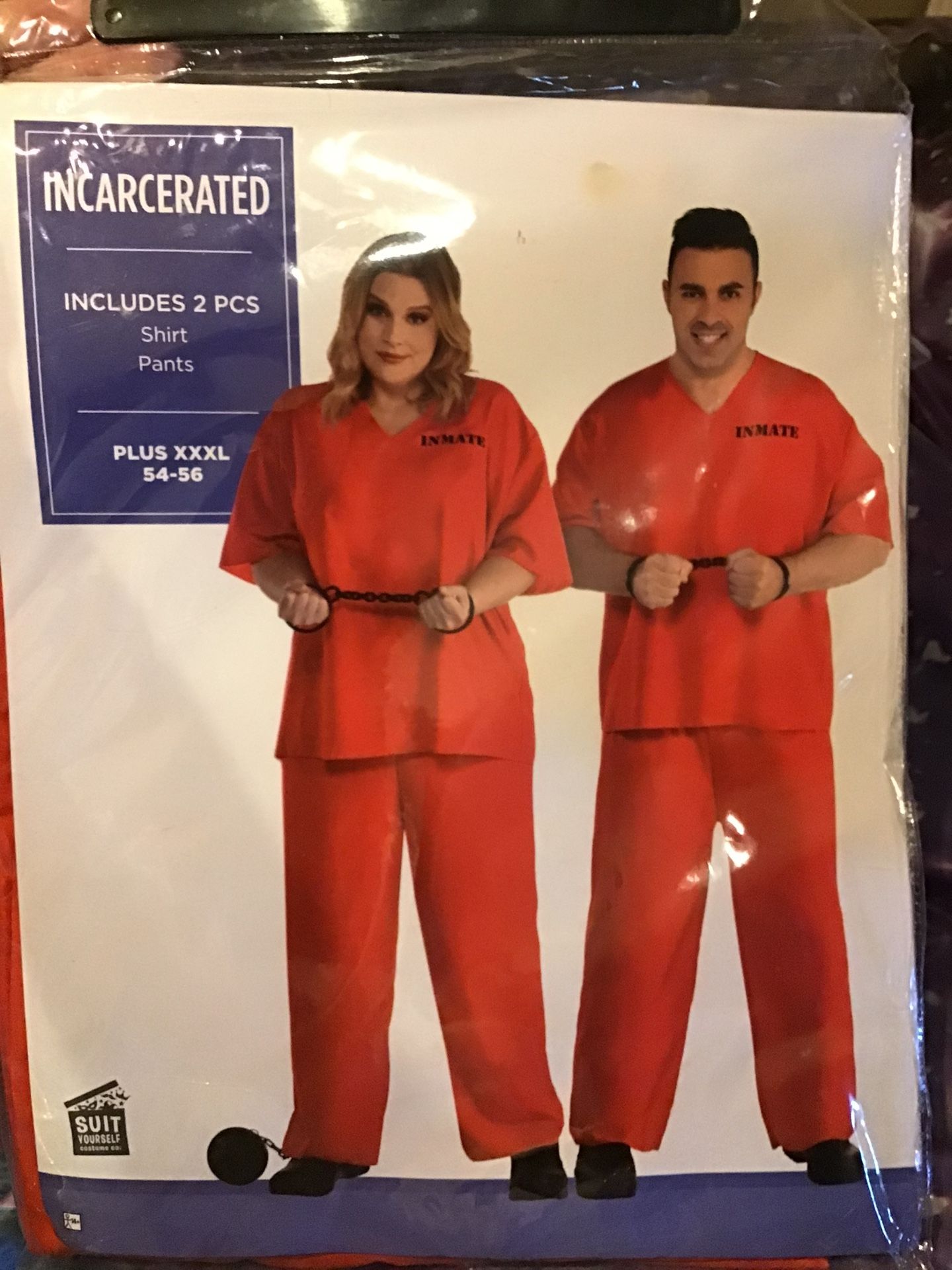 Incarcerated Adult 1 Costume Size Plus XXXL (54-56) -NEW