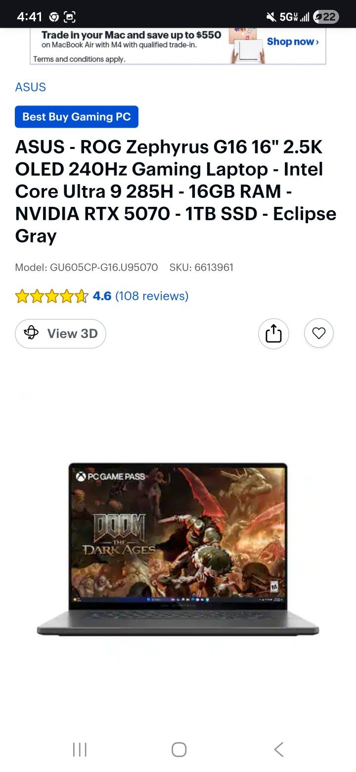 ASUS - ROG Zephyrus G16 16" 2.5K OLED 240Hz Gaming Laptop 