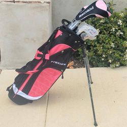 Precise XD-J Junior Complete Golf Club Set Girls age 8-12 Left Hand Kids Golf Clubs Set Lightweight Stand Bag with Dual Straps
