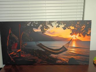 Beach Sunset Hammock Canvas Wall Art