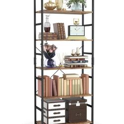 NUMENN Modern Vintage 5 Tier Tall Bookshelf
Bookcase Shelf Storage Organizer Book Shelf for Bedroom Living Room Home Office