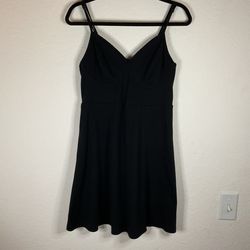 Wild Fable Knit Skater Dress MIDI Size Large Black