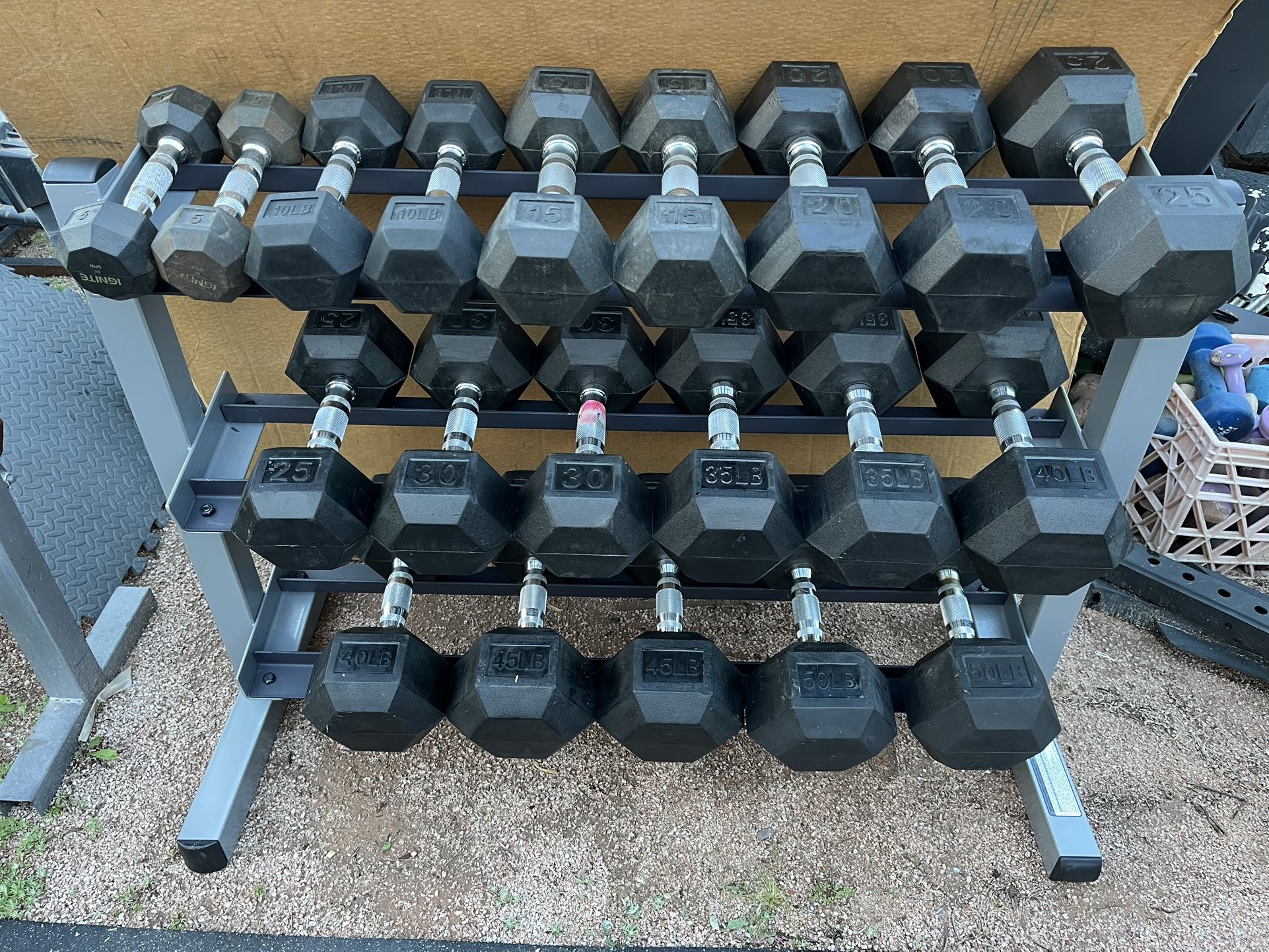5-50 Hex Rubber Dumbbell Set Weights