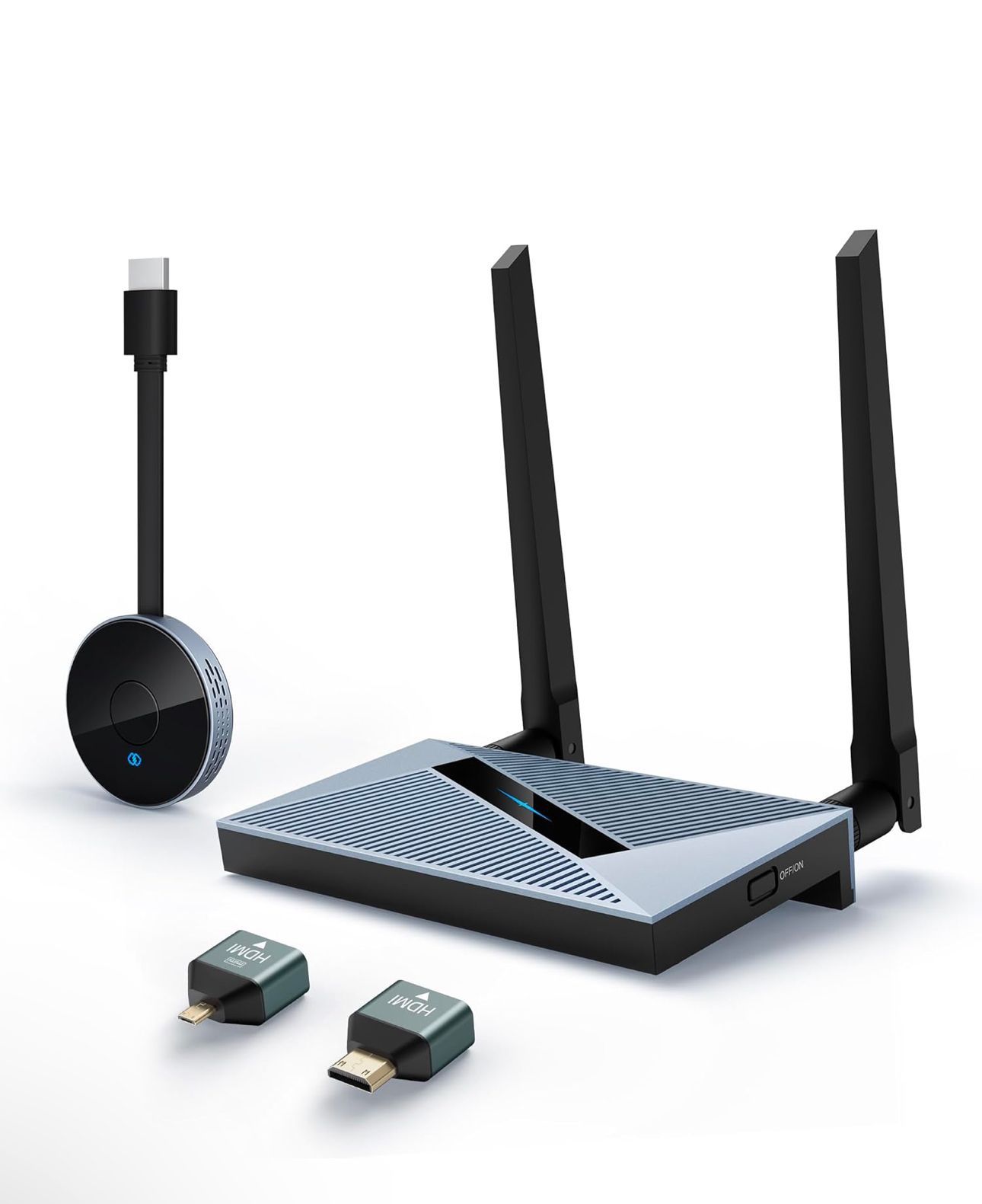 Wireless HDMI Transmitter and Receiver with Wireless HDMI Converter Dongle Adapter, Plug and Play Support 2.4/5GHz 4K Decoding Wireless HDMI Kit for S