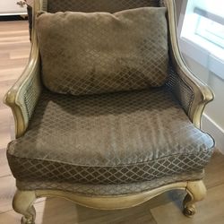 FINAL SALE!!Comfy ,large Chair, Beige And Caning Work 