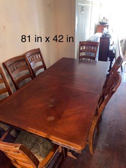 Solid Wood Dining Table With 7 Chairs