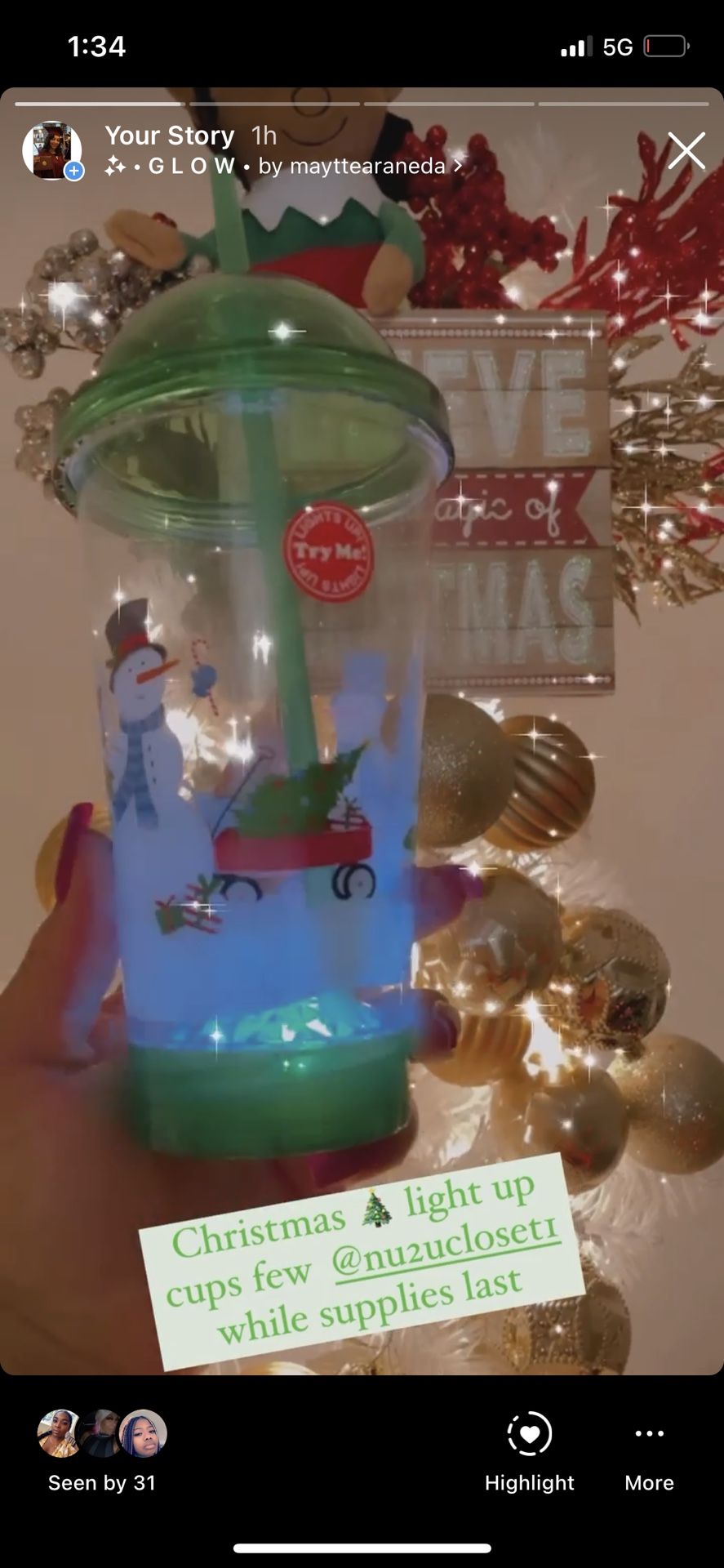 christmas light up cups red & green available