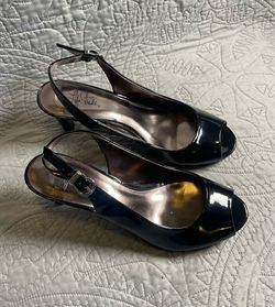 Black Open Toe strap heels