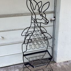 Rare Large Vintage Metal Alice White Wine Rack Kangaroo Shelf Kitchen Storage