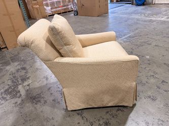 Cream Upholstered Accent Chair with Skirted Base