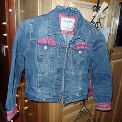 AEROPOSTALE MISSES MEDIUM DENIM JACKET PINK PLAID