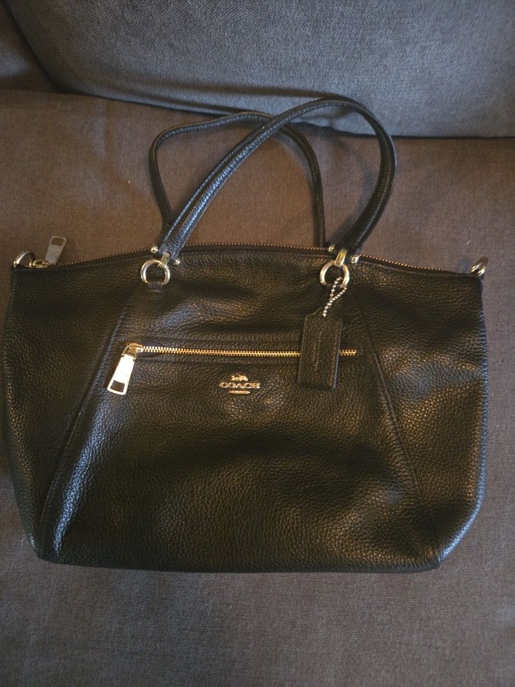 Coach Black Leather Tote Bag