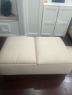 Beige fabric Ottoman with storage