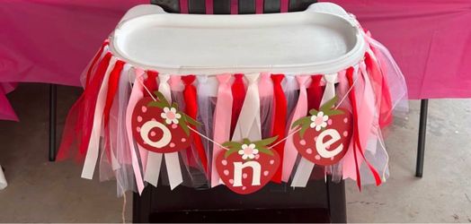 Strawberry First Birthday High Chair Banner