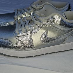 Jordan Air Jordan 1 Low OG Metallic Silver White Leather FN5030-001 Men's