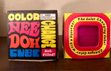 Pink Cube Changing Color Doh-Filled
