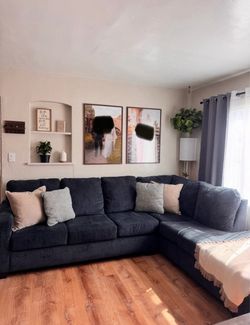 L Shape Navy Blue Couch