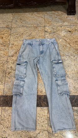 PACSUN Light Wash Cargo Denim Jeans