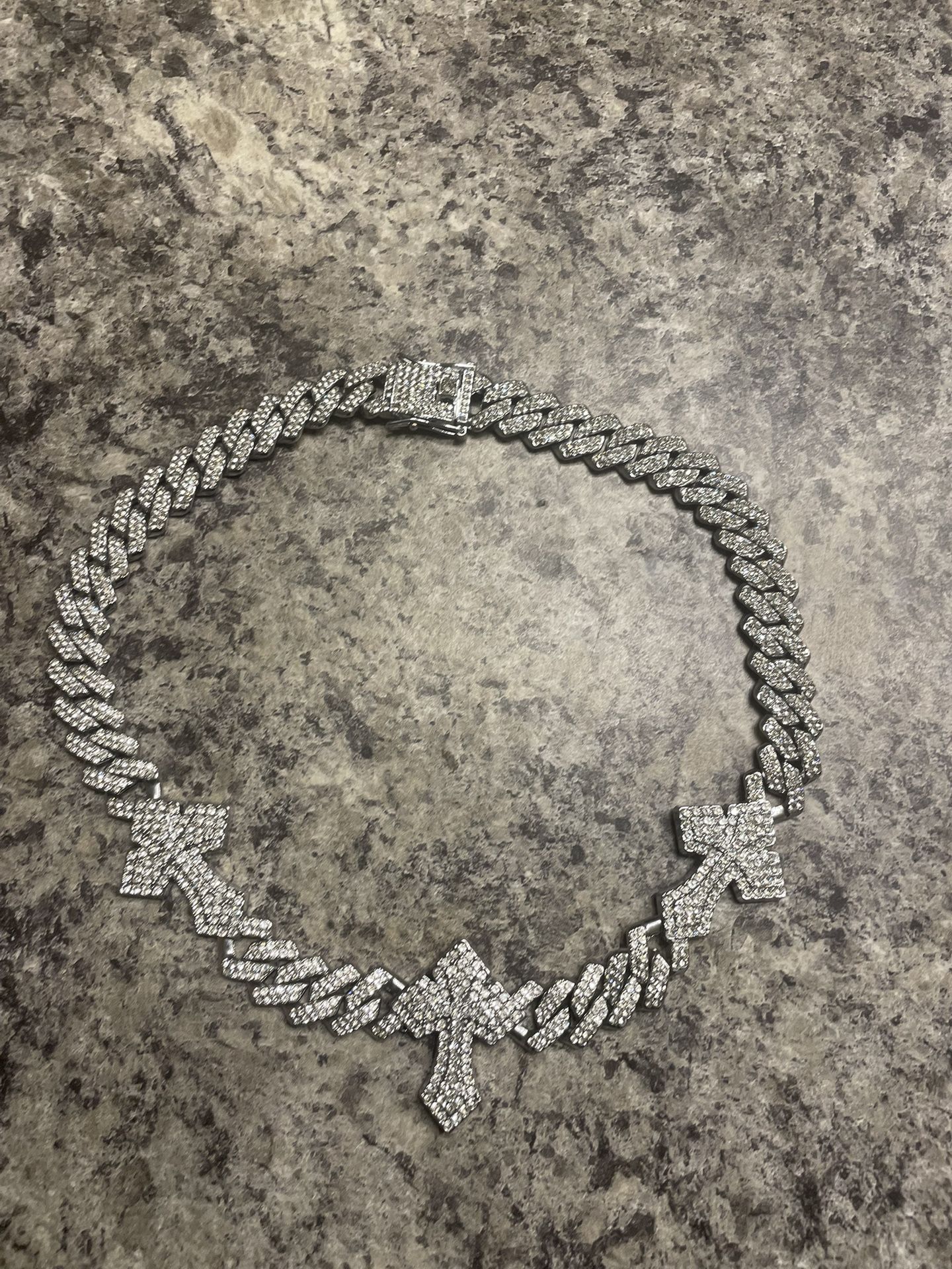Silver Diamond Cuban Chain