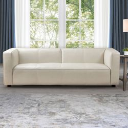 Brady Leather Sofa in Ivory
