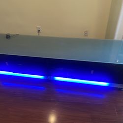 Glass Top Tv Stand Drawer With Blue Lights