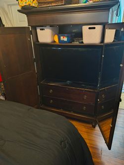 TV or Storage Armour with mirror on the right side of door