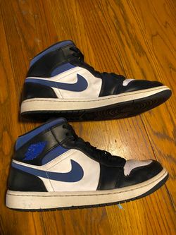 Nike Air Jordan 1 Mid Racer Blue Black White 554724-140 Men's