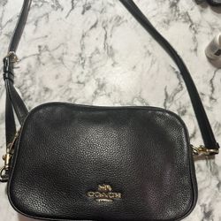  Coach  Black Authentic Leather bag with strap 