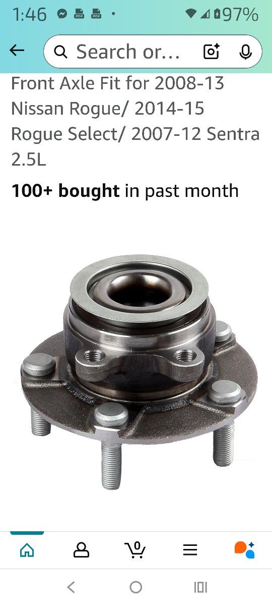 Autoround 513298 Wheel Hub and Bearing Assembly Front Axle Fit for 2008-13 Nissan Rogue/ 2014-15 Rogue Select/ 2007-12 Sentra 2.5L