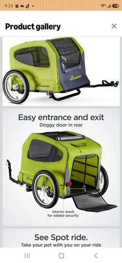 Schwinn Rascal Plus Pet Trailer, Holds Pets Up To 100 lb, Universal Coupler, Folding Frame, Quick-Release Wheels, Rear Doggy Door, Built-In Leash, Was