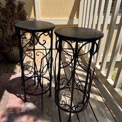 Two Black Plant Stands