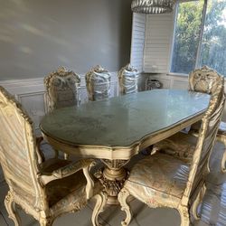 Late 90’s Italian Vintage Dining Set With China Cabinetry