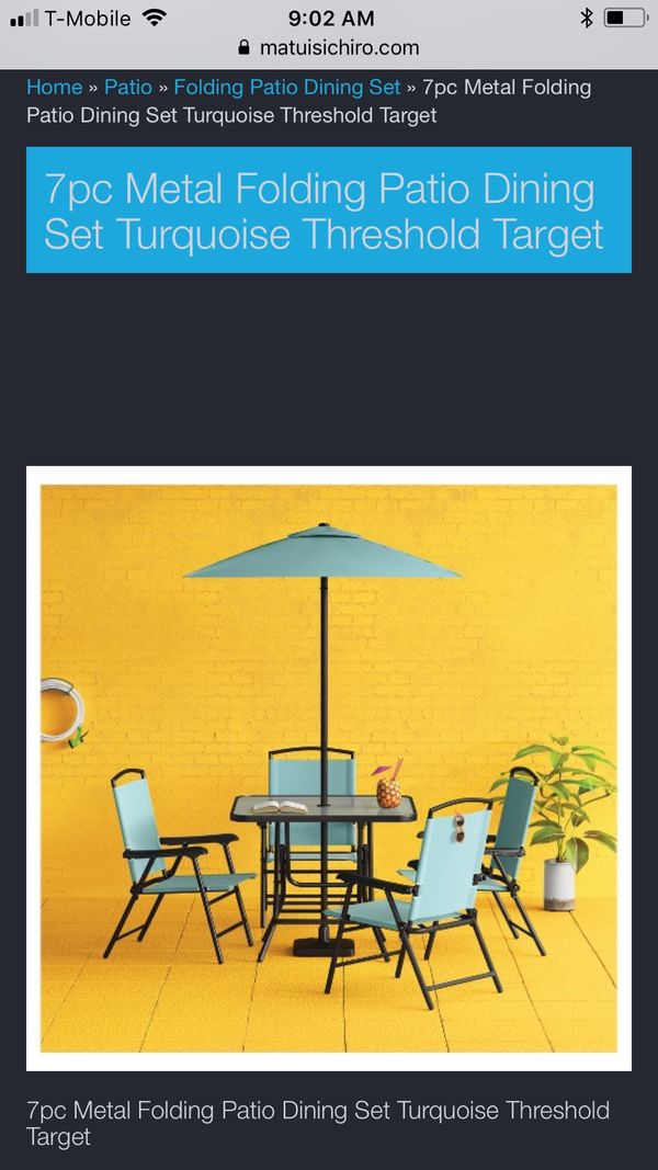 7pc Metal Folding Patio Dining Set Turquoise Threshold Target For Open In The Appcontinue To Mobile Website