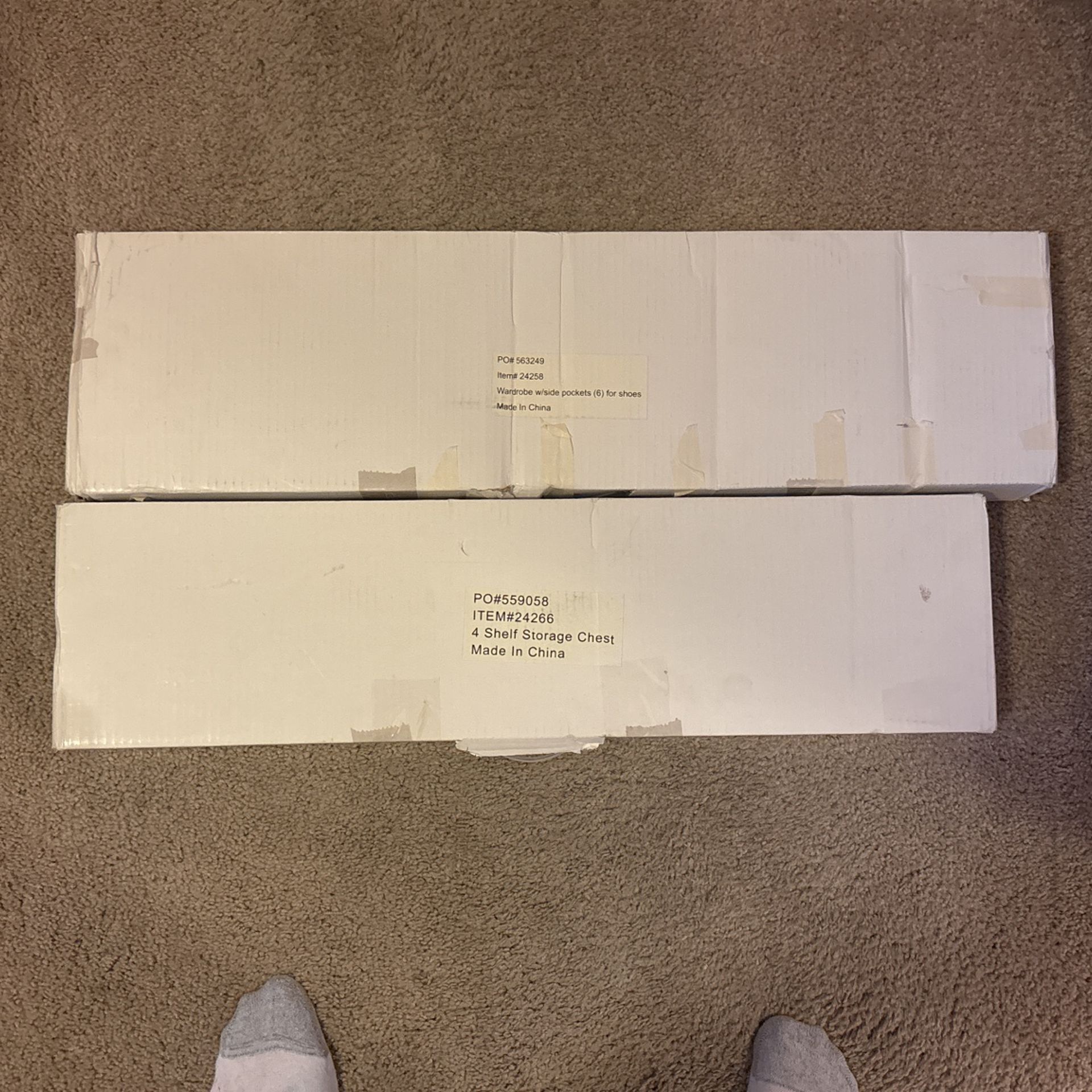 Bundle Set Of Two Storage Furniture ; 4 Shelf Storage Chest & Wardrobe W/6 Pockets For Shoes