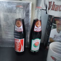 Pair of Vintage 1987 rosebowl ASU Coke bottles