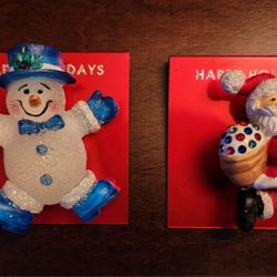  Snowman and Santa Claus Pins
