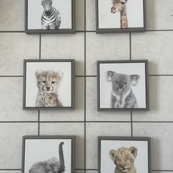 Framed baby animal art for nursery