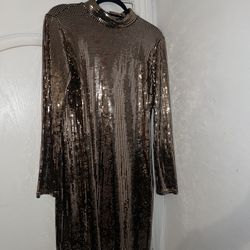 The Glow Up Metallic Dress-Gold