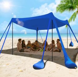 Brand new Beach Tent Sun Shelter 10x10FT Beach Shade Canopy with 8 Sandbags UPF 50+ Protection Beach Shade Canopy, Outdoor Tent for Beach Camping Trip