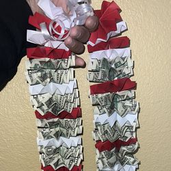 Red And White Graduation Money Lei