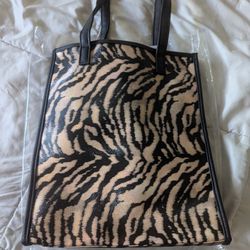 New Animal Print Tote Bag With Black Handles