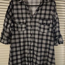 Paper Tee Plaid Button-up Blouse