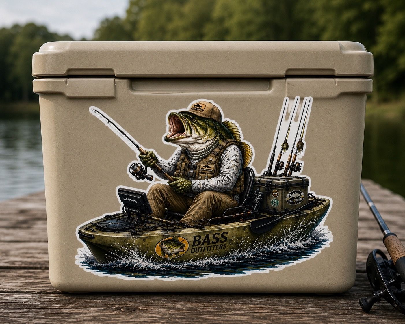 4.5” Bass Fishing Kayak Sticker Fish Decal Car Bumper Cooler Tackle box